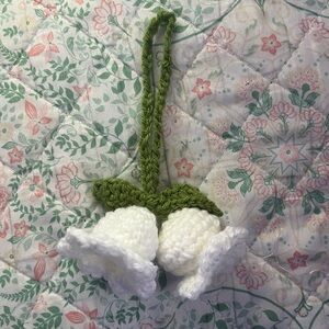 White and Green Fiber Art Snowdrop Sculpture